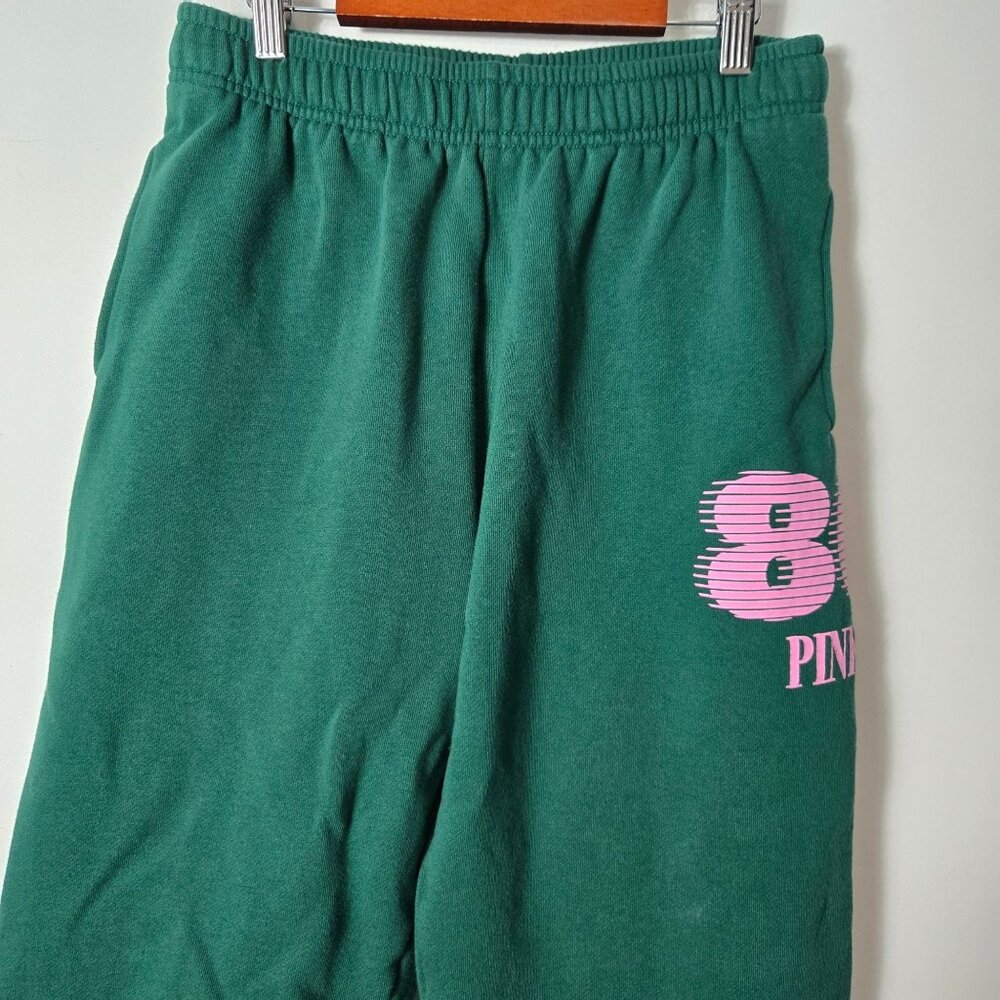 PINK by VS Ivy Fleece Campus Green Sweatpants High-Waisted Relaxed - Picture 3 of 8
